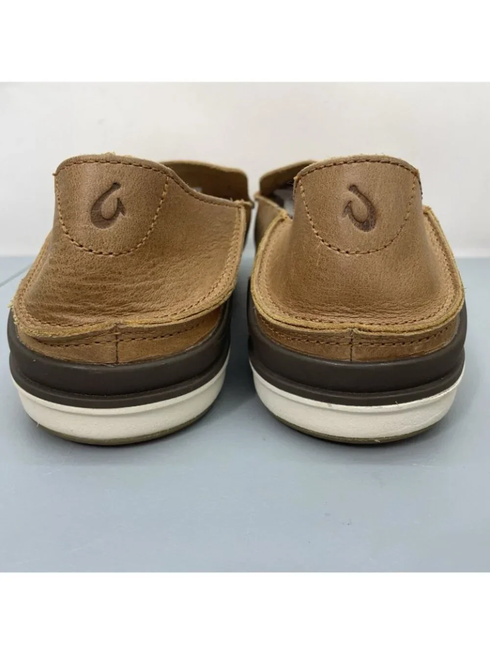 OluKai Kakaha Shoes Loafers Casual Comfort Slip On Leather Brown Mens 13